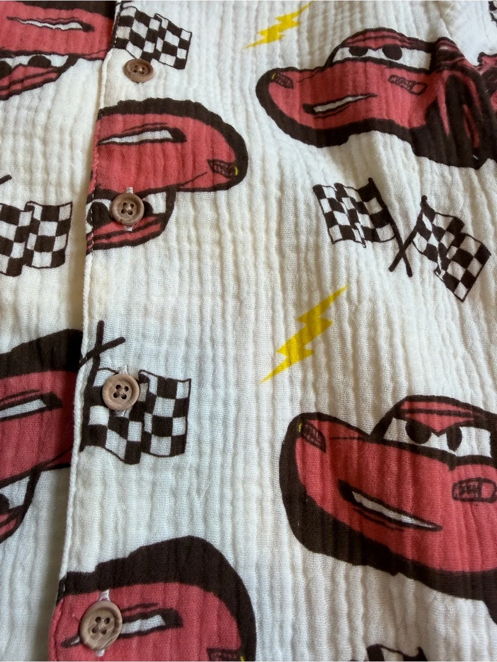 Disney Pixar Boy’s Cars Lightning McQueen Shirt Short Set 5T NEW Cotton Gauze
